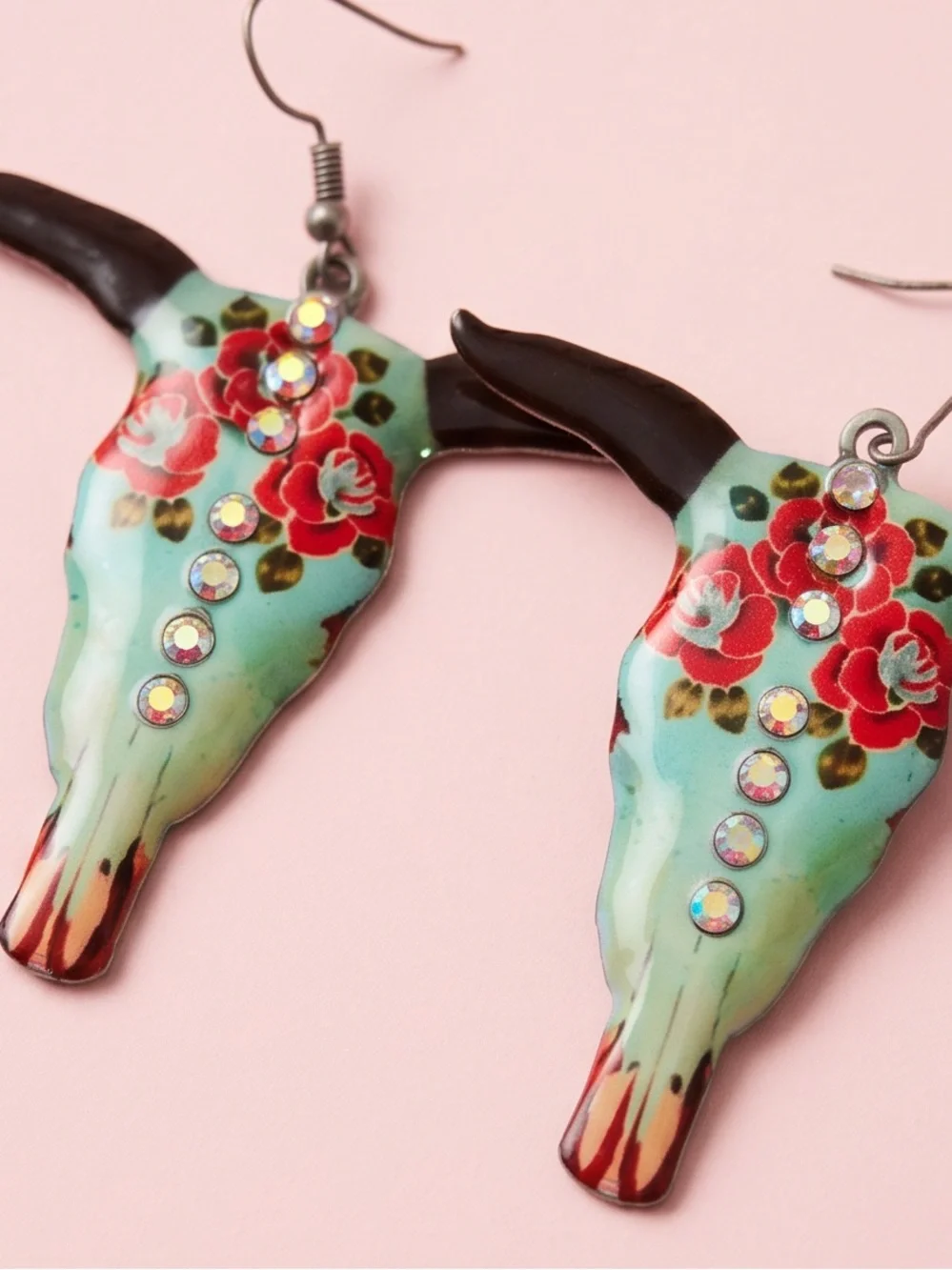 3 Pc Southwestern longhorn skull earrings, ring, and bracelet jewelry bundle